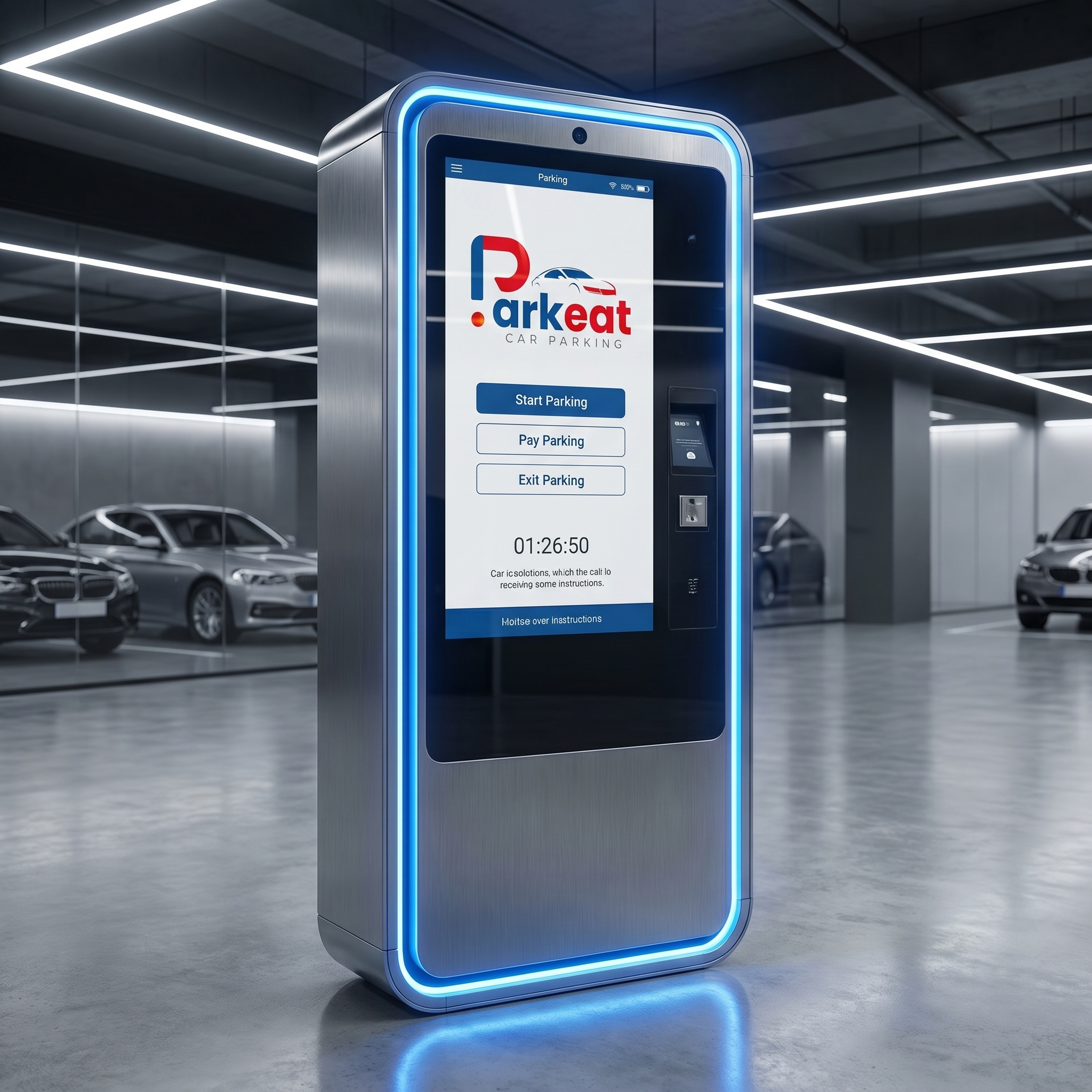Tótem digital de autogestión en estacionamiento